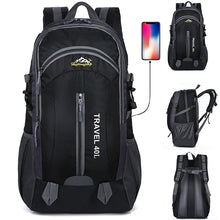 Load image into Gallery viewer, New Men Backpack USB Charging 40L Large Capacity Out Door For Male Bag Waterproof Casual Backpacks Unisex Black Travel Backpacks